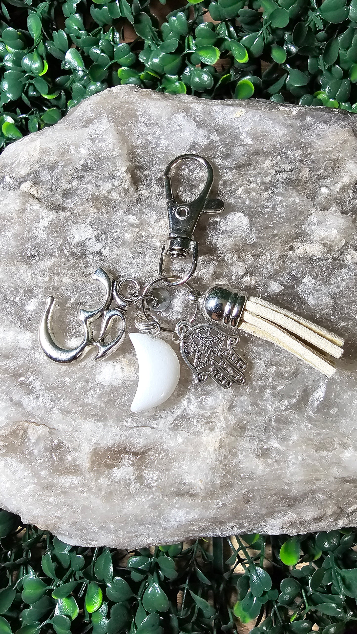 Snow Quartz- crystal moon vibes charm