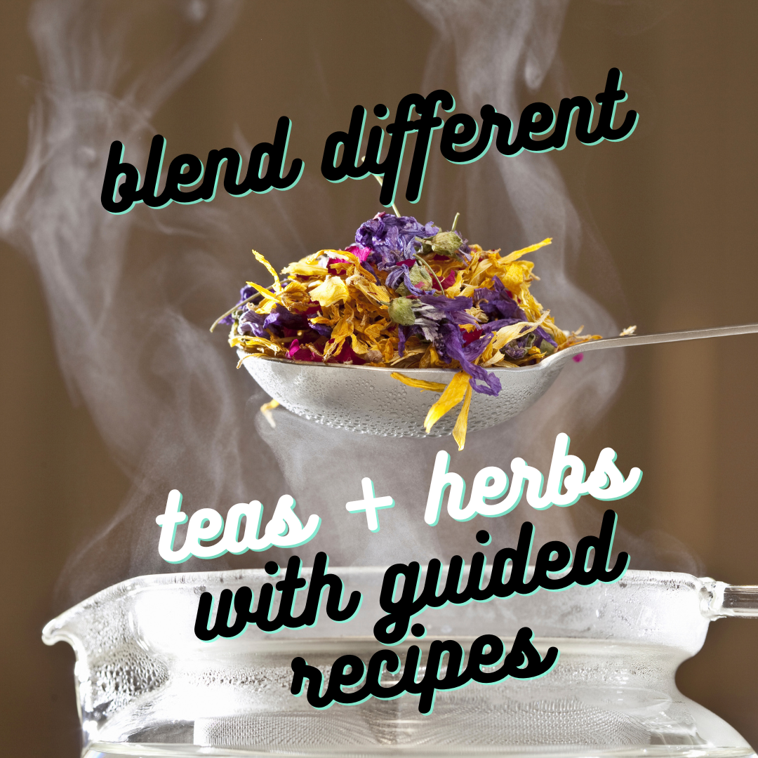 A variety of teas and herbs will be available, ready for blending. Handcrafted recipe sheets will also be provided, guiding participants in creating their own unique herbal tea blends during the workshop.