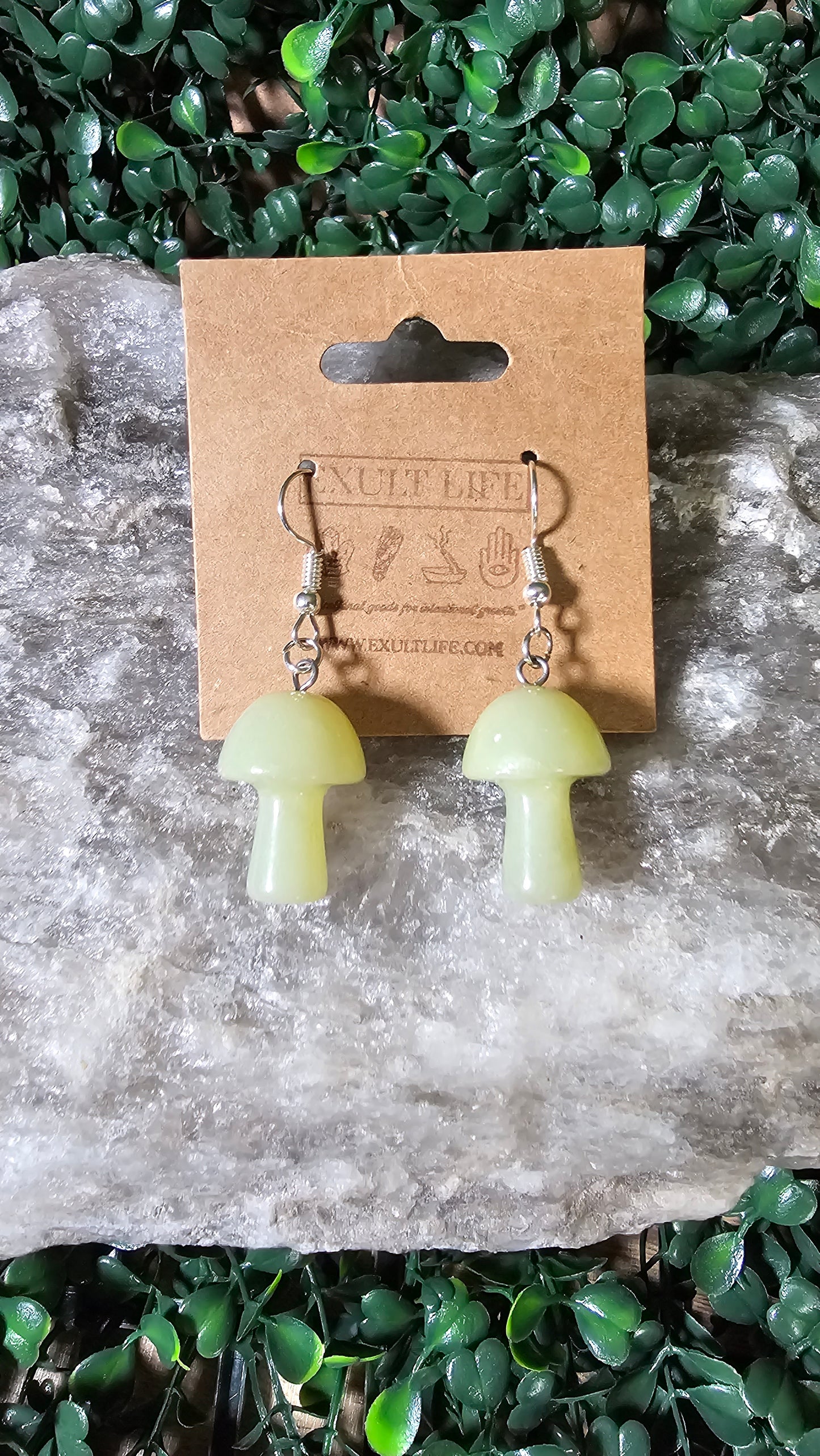 Yellow Aventurine - mushroom earrings
