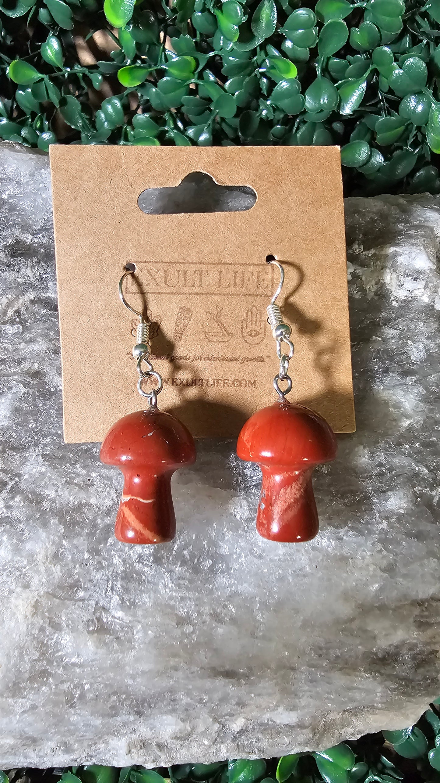 Red Jasper - mushroom earrings