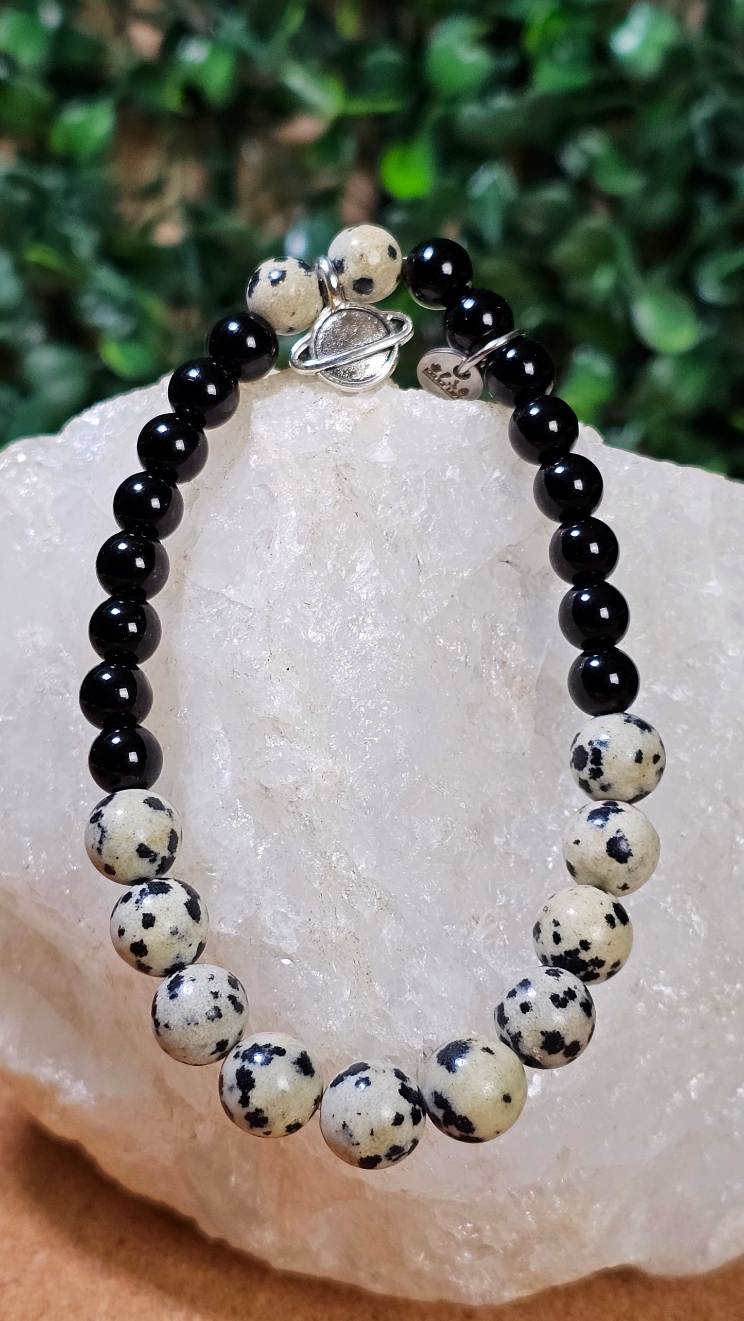 Dalmatian Jasper and Black Onyx - i Need Space bracelet