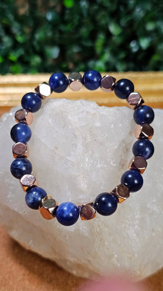 Lapis Lazuli and Gold Hematite - Supreme Wisdom Bracelet