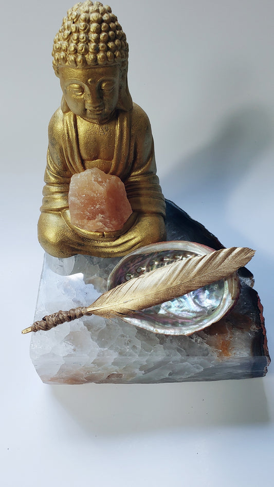 Gold Sun Energy Smudging Feather